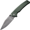 CIVIVI Tranquil (C23027-DS1) 3.7" Damascus Drop Point Plain Blade, Green Micarta Handle