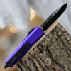 Microtech UTX-85 S/E (MCT2311PU) 3.125" Premium Steel Two-Toned Drop Point Plain Blade, Purple Aluminum Handle