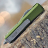 Microtech UTX-85 S/E (MCT23110APOD) 3.125" Premium Steel Apocalyptic Finished Drop Point Plain Blade, OD Green Aluminum Handle