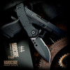 Hardcore Hardware Australia (MILF-02PS) - 3.45" CPM S30V Black Drop Point Partoally Serated Blade, Black G-10 Handle
