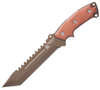 TOPS Knives Steel Eagle 107D Delta Class (TPSE107D2DC) 7.63" 1095 Midnight Bronze Tanto Point Plain Blade with Sawback, Tan Canvas Micarta Handle, Tan Kydex Sheath