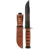 Ka-Bar 125th Annv Army (KA9225) 7" 1095 Cro-Van Black Clip Point Plain Blade, Stacked Leather Handle with a Steel Guard and Pommel, Brown Leather Belt Sheath