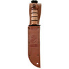 Ka-Bar 125th Annv USMC (KA9226) 7" 1095 Cro-Van Clip Point Plain Blade, Stacked Leather Handle with a Steel Guard and Pommel, Brown Leather Belt Sheath