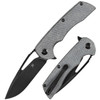 Kansept Knives Kryo (KT1001M1) 3.58" 12C28N Stonewashed Drop Point Plain Blade, Denim Gray Micarta Handle