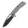 Kansept Knives Kryo (KT1001M1) 3.58" 12C28N Stonewashed Drop Point Plain Blade, Denim Gray Micarta Handle