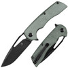 Kansept Knives Kryo (KT1001M2) 3.58" 12C28N Stonewashed Drop Point Plain Blade, Green Micarta Handle