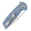 Kansept Knives Kryo (KT1001M3) 3.58" 12C28N Stonewashed Drop Point Plain Blade, Blue Micarta Handle