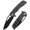Kansept Knives Kryo (K1001M1) 3.58" S35VN Black Stonewashed Drop Point Plain Blade, Black Rose Pattern Carbon Fiber Handle