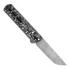 Kansept Knives Foosa (K2020T1) 7.16" Damascus Tanto Plain Blade, Black/White Carbon Fiber Handle