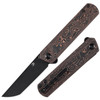 Kansept Knives Foosa (K2020T3) 3.06" CPM-S35VN Satin Tanto Plain Blade, Copper Carbon Fiber Handle