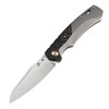 Kansept Knives Weim (K1051A1) 3.28" CPM-S35VN Satin Sheepsfoot Plain Blade, Black/Gray Titanium +  Twill Carbon Fiber Handle