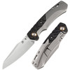 Kansept Knives Weim (K1051A1) 3.28" CPM-S35VN Satin Sheepsfoot Plain Blade, Black/Gray Titanium +  Twill Carbon Fiber Handle