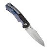 Kansept Knives Weim (K1051A2) 3.28" CPM-S35VN Stonewashed Sheepsfoot Plain Blade, Black/Blue Anodized Titanium +  Twill Carbon Fiber Handle