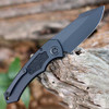Heretic Knives Pariah Automatic (H048-4A-T) 3.75" MagnaCut Drop Point Black Cerakote Plain Blade, Black Tactical Aluminum Handle with Black Rubber Inlays
