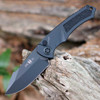 Heretic Knives Pariah Automatic (H048-4A-T) 3.75" MagnaCut Drop Point Black Cerakote Plain Blade, Black Tactical Aluminum Handle with Black Rubber Inlays