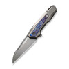 WE Knife Falcaria (WE23012B1) 3.64" CPM-20CV Bead Blasted Wharncliffe Plain Blade, Bead Blasted Titanium Handle with Flamed Titanium Inlay