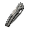 WE Knife Exciton (WE22038A7) 3.68" CPM-20CV Polished Gray Drop Point Plain Blade, Polished Gray Titanium Handle with Polished Bead Blasted Titanium Integral Spacer