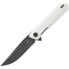 Bestechman Dundee (BTKMK01I) 3.35" D2 Grey Titanized Clip Point Plain Blade, White G-10 Handle