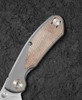 Bestech Knives Lito (BTKT2307B) 2.48" M390 Satin Drop Point Plain Blade, Grey Titanium+Natural Canvas Micarta Inlay Handle