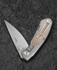 Bestech Knives Lito (BTKT2307B) 2.48" M390 Satin Drop Point Plain Blade, Grey Titanium+Natural Canvas Micarta Inlay Handle