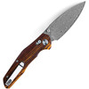 Bestechman Ronan (BTKMK02L) 3.26" Damascus Drop Point Plain Blade, Rosewood Handle