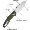 Bestechman Ronan (BTKMK02B) 3.26" Sandvik 14C28N Satin Drop Point Plain Blade, OD Green G-10 Handle