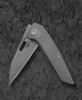 Bestech Knives VK-VOID (BTKT2305C) 2.85" Elmax Black Bead Blast +Stonewash Wharncliffe Plain Blade, Gray Titanium Handle