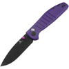 Bestechman Goodboy (BTKMK04F) 3.54" D2 Black PVD Coated Drop Point Plain Blade, Purple G-10 Handle with Button Lock