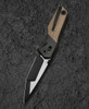 Bestech Knives Cetus (BTKT2304B) 3.94" M390 Black Satin Tanto Plain Blade, Black/Brown Micarta + Titanium Handle