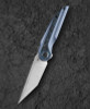 Bestech Knives Blind Fury (BTKT2303A) 3.62" M390 Satin + Stonewash Tanto Plain Blade, Black/Blue Titanium + Carbon Fiber Handle