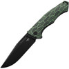 Bestech Knives Keen II (BTKT2301E) 4.19" S35VN Black Stonewashed Drop Point Plain Blade, Black/Green G-10 + Titanium Handle