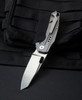 Bestech Knives Nyxie (BTKT2209A) 3.43" S35VN Stonewashed + Satin Reverse Tanto Plain Blade, Grey Titanium Handle