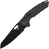 Bestech Knives Nyxie (BTKT2209D) 3.43" S35VN Black Stonewashed Reverse Tanto Plain Blade, Black Titanium + Carbon Fiber Handle