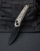 Bestech Knives Mothus (BTKT2206C) 3.47" M390 Black Drop Point Plain Blade, Bronze Titanium Handle