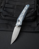 Bestech Knives Mothus (BTKT2206A) 3.47" M390 Satin Drop Point Plain Blade, Blue Titanium Handle