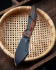 Bestech Knives Lockness (BTKT2205C) 3.91" M390 Black Stonewash Drop Point Plain Blade, Black + Orange G10 + Titanium Handle
