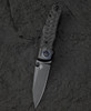 Bestech Knives Tonic (BTKT2204E) 2.89" M390 Black Stonewashed Sheepsfoot Plain Blade, Black Carbon Fiber + Titanium Handle