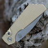 Pro-Tech Knives Strider PT+ (PT234) 3" CPM-MagnaCut Stonewashed Drop Point Plain Blade, Bronze Textured Aluminum Handle with Push Button Open