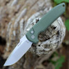 Pro-Tech Rockeye (LG301-Green) 3.4" CPM-S35VN Stonewashed Drop Point Plain Blade, Green Aluminum Handle with Push Button Open