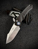 Heretic Knives Pariah Automatic (H048-2A) 3.75" MagnaCut Drop Point Stonewash Plain Blade, Black Aluminum Handle with Black Griptape Inlays