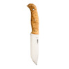 Helle Nord (HE1670) 5.79" Sleipner Satin Drop Point Plain Blade, Curly Birch Wood Handle, Brown Leather Sheath