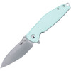 CRKT Ibis (CR2560) 3.09" 14C28N Stonewashed Drop Point Plain Blade, Tiffany Blue G-10 Handle with a Stonewashed Stainless Steel Back Handle