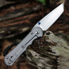 Chris Reeve Large Inkosi (LIN-1130) - 3.60" Stonewash CPM-MagnaCut Tanto Blade Plain Edge, Glass Blasted Titanium Handle