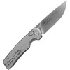 Kunwu Knives X-TAO (KUNX703T) 3.54" Elmax Satin Drop Point Plain Blade, Gray Titanium Handle