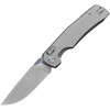 Kunwu Knives X-TAO (KUNX703T) 3.54" Elmax Satin Drop Point Plain Blade, Gray Titanium Handle