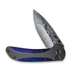 WE Knife Zizzit (WE23031DS1) 3.8" Damascus Drop Point Plain Blade, Black Titanium Handle with Flamed Timascus Inlay