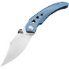 Bestech Razon (BTKT2406A) 3.87" CPM-Magnacut Satin+Flat Satin Clip Point Plain Blade, Blue Titanium Handle