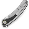 Bestech Sambac (BTKT2402C) 3.62" CPM-Magnacut Stonewashed+Flat Satin Trailing Point Plain Blade, Bead Blasted Titanium Handle with a Black Carbon Fiber Inlay