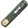 Vosteed Corgi (VOSCGSVM3) 2.99" 14C28N Stonewashed Drop Point Plain Blade, Green Canvas Micarta Handle