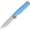 Tactile Knife Co. Rockwall GT (TKCRTMCTNGT) 2.92" CPM-MagnaCut Stonewashed Tanto Plain Blade, Blue Titanium Handle